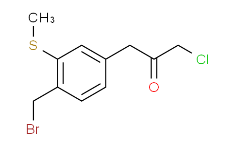 CAS No. 1804170-23-7, 1-(4-(Bromomethyl)-3-(methylthio)phenyl)-3-chloropropan-2-one