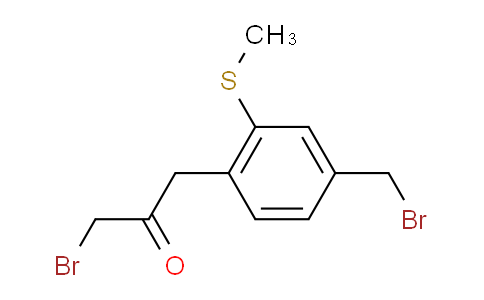 CAS No. 1804135-63-4, 1-Bromo-3-(4-(bromomethyl)-2-(methylthio)phenyl)propan-2-one