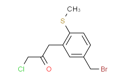 CAS No. 1805695-78-6, 1-(5-(Bromomethyl)-2-(methylthio)phenyl)-3-chloropropan-2-one