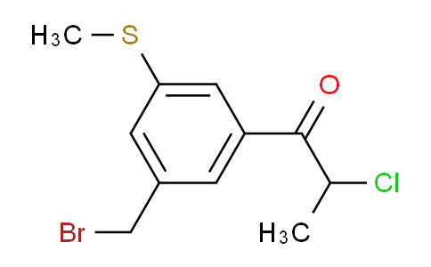 CAS No. 1804170-00-0, 1-(3-(Bromomethyl)-5-(methylthio)phenyl)-2-chloropropan-1-one
