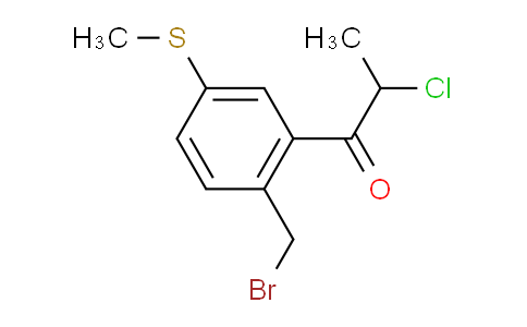 CAS No. 1805695-45-7, 1-(2-(Bromomethyl)-5-(methylthio)phenyl)-2-chloropropan-1-one