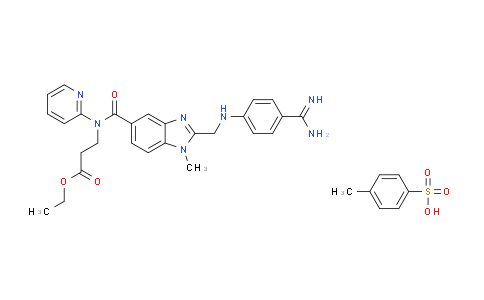 CAS No. 872728-85-3, Ethyl 3-(2-(((4-carbamimidoylphenyl)amino)methyl)-1-methyl-N-(pyridin-2-yl)-1H-benzo[d]imidazole-5-carboxamido)propanoate 4-methylbenzenesulfonate