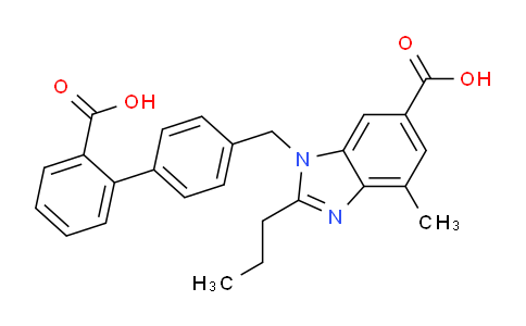 CAS No. 884330-12-5, 1-((2'-carboxy-[1,1'-biphenyl]-4-yl)methyl)-4-methyl-2-propyl-1H-benzo[d]imidazole-6-carboxylic acid