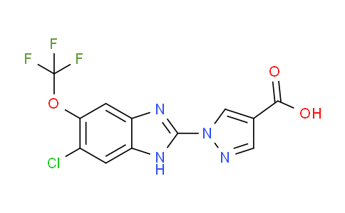 CAS No. 1193383-09-3, 1-(6-chloro-5-(trifluoromethoxy)-1H-benzo[d]imidazol-2-yl)-1H-pyrazole-4-carboxylic acid