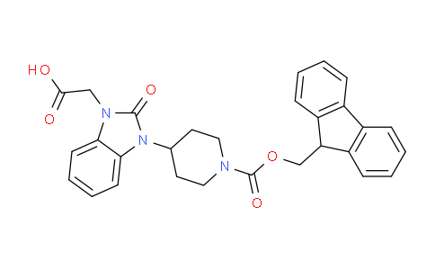 CAS No. 215190-29-7, 2-(3-(1-(((9H-Fluoren-9-yl)methoxy)carbonyl)piperidin-4-yl)-2-oxo-2,3-dihydro-1H-benzo[d]imidazol-1-yl)acetic acid