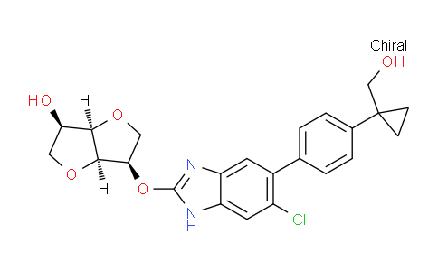 CAS No. 1852452-14-2, (3R,3aR,6R,6aR)-6-((6-Chloro-5-(4-(1- (hydroxymethyl)cyclopropyl)phenyl)-1H-benzo[d]imidazol-2-yl)oxy)hexahydrofuro[3,2-b]furan-3-ol