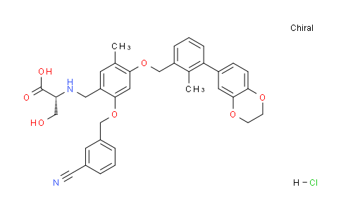 CAS No. 2113650-04-5, (2-((3-Cyanobenzyl)oxy)-4-((3-(2,3- dihydrobenzo[b][1,4]dioxin-6-yl)-2-methylbenzyl)oxy)-5- methylbenzyl)-D-serine hydrochloride