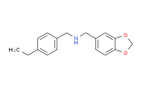 CAS No. 504432-21-7, 1-(Benzo[d][1,3]dioxol-5-yl)-N-(4-ethylbenzyl)methanamine