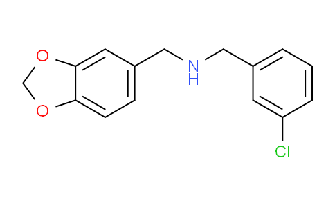 CAS No. 423736-31-6, 1-(Benzo[d][1,3]dioxol-5-yl)-N-(3-chlorobenzyl)methanamine