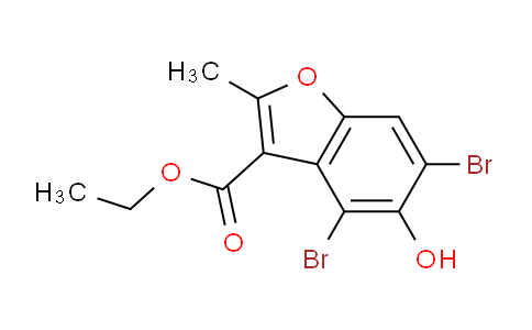 CAS No. 7287-42-5, ethyl 4,6-dibromo-5-hydroxy-2-methylbenzofuran-3-carboxylate
