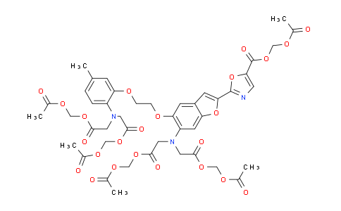 CAS No. 108964-32-5, bis(acetoxymethyl) 2,2'-((2-(5-((acetoxymethoxy)carbonyl)oxazol-2-yl)-5-(2-(2-(bis(2-(acetoxymethoxy)-2-oxoethyl)amino)-5-methylphenoxy)ethoxy)benzofuran-6-yl)azanediyl)diacetate