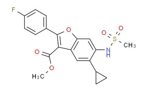 CAS No. 1416438-14-6, methyl 5-cyclopropyl-2-(4-fluorophenyl)-6-(methanesulfonamido)-1-benzofuran-3-carboxylate