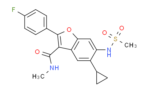 CAS No. 691856-35-6, 5-cyclopropyl-2-(4-fluorophenyl)-6-(methanesulfonamido)-N-methyl-1-benzofuran-3-carboxamide
