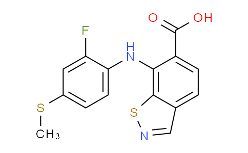 CAS No. 1203662-88-7, 7-((2-fluoro-4-(methylthio)phenyl)amino)benzo[d]isothiazole-6-carboxylic acid