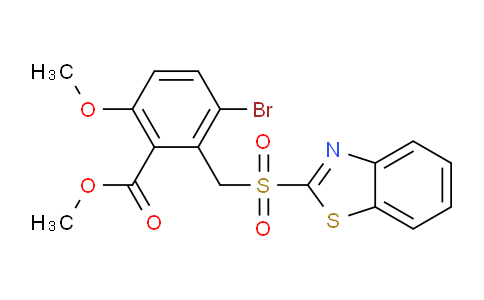 CAS No. 1213268-13-3, methyl 2-((benzo[d]thiazol-2-ylsulfonyl)methyl)-3-bromo-6-methoxybenzoate