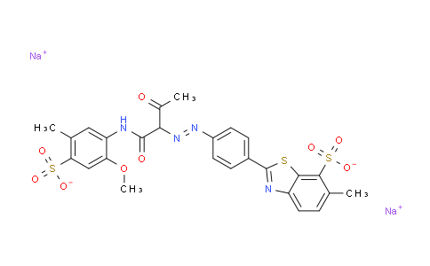 CAS No. 72705-26-1, sodium (E)-2-(4-((1-((2-methoxy-5-methyl-4-sulfonatophenyl)amino)-1,3-dioxobutan-2-yl)diazenyl)phenyl)-6-methylbenzo[d]thiazole-7-sulfonate