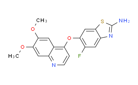 CAS No. 849217-30-7, 6-((6,7-dimethoxyquinolin-4-yl)oxy)-5-fluorobenzo[d]thiazol-2-amine