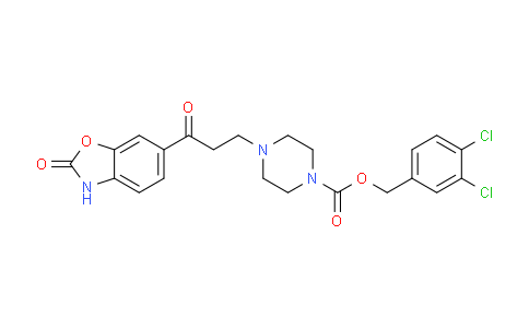 CAS No. 1144035-45-9, 3,4-dichlorobenzyl 4-(3-oxo-3-(2-oxo-2,3-dihydrobenzo[d]oxazol-6-yl)propyl)piperazine-1-carboxylate