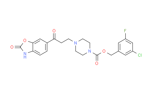 CAS No. 1144036-48-5, 3-chloro-5-fluorobenzyl 4-(3-oxo-3-(2-oxo-2,3-dihydrobenzo[d]oxazol-6-yl)propyl)piperazine-1-carboxylate