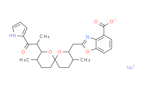 CAS No. 83874-20-8, Sodium 2-((3,9-dimethyl-8-(1-oxo-1-(1H-pyrrol-2-yl)propan-2-yl)-1,7-dioxaspiro[5.5]undecan-2-yl)methyl)benzo[d]oxazole-4-carboxylate