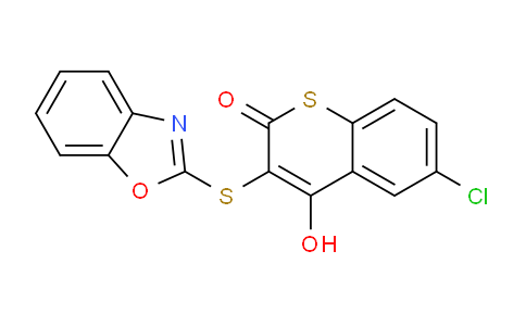 CAS No. 88331-47-9, 3-(Benzo[d]oxazol-2-ylthio)-6-chloro-4-hydroxy-2H-thiochromen-2-one