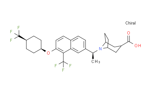 CAS No. 1548743-66-3, 8-((S)-1-(8-(trifluoromethyl)-7-(((1s,4R)-4-(trifluoromethyl)cyclohexyl)oxy)naphthalen-2-yl)ethyl)-8-azabicyclo[3.2.1]octane-3-carboxylic acid