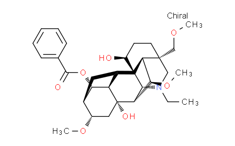 CAS No. 99633-05-3, (3S,6S,6aS,7R,7aR,8S,9R,10S,11aR,12R,12aR,13R,14R)-1-ethyl-6,11a-dihydroxy-10,13-dimethoxy-3-(methoxymethyl)tetradecahydro-2H-3,6a,12-(epiethane[1,1,2]triyl)-7,9-methanonaphtho[2,3-b]azocin-8-yl benzoate