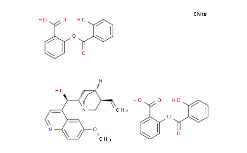 CAS No. 117-72-6, (R)-(6-Methoxyquinolin-4-yl)((1S,2S,4S,5R)-5-vinylquinuclidin-2-yl)methanol bis(2-((2-hydroxybenzoyl)oxy)benzoate)