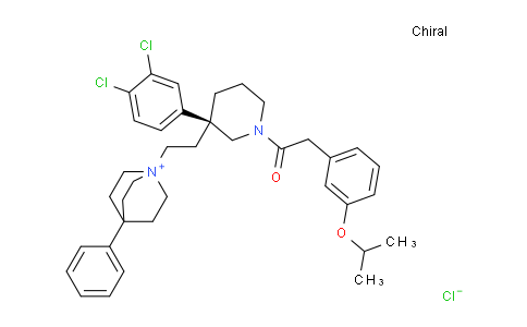 CAS No. 153050-21-6, (S)-1-(2-(3-(3,4-Dichlorophenyl)-1-(2-(3-isopropoxyphenyl)acetyl)piperidin-3-yl)ethyl)-4-phenylquinuclidin-1-ium chloride