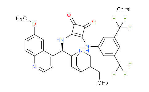 CAS No. 1407166-63-5, 3-((3,5-Bis(trifluoromethyl)phenyl)amino)-4-(((1R)-(5-ethylquinuclidin-2-yl)(6-methoxyquinolin-4-yl)methyl)amino)cyclobut-3-ene-1,2-dione
