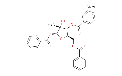 CAS No. 16434-48-3, (2R,3R,4R,5R)-5-((benzoyloxy)methyl)-3-hydroxy-3-methyltetrahydrofuran-2,4-diyl dibenzoate