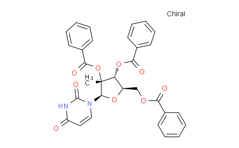 CAS No. 23643-36-9, (2R,3R,4R,5R)-5-((benzoyloxy)methyl)-2-(2,4-dioxo-3,4-dihydropyrimidin-1(2H)-yl)-3-methyltetrahydrofuran-3,4-diyl dibenzoate