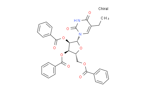 MC753932 | 25692-02-8 | (2R,3R,4R,5R)-2-((benzoyloxy)methyl)-5-(5-ethyl-2,4-dioxo-3,4-dihydropyrimidin-1(2H)-yl)tetrahydrofuran-3,4-diyl dibenzoate
