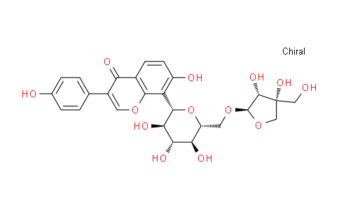 CAS No. 103654-50-8, 8-((2S,3R,4R,5S,6R)-6-((((2R,3R,4R)-3,4-dihydroxy-4-(hydroxymethyl)tetrahydrofuran-2-yl)oxy)methyl)-3,4,5-trihydroxytetrahydro-2H-pyran-2-yl)-7-hydroxy-3-(4-hydroxyphenyl)-4H-chromen-4-one