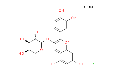 CAS No. 57186-11-5, 2-(3,4-dihydroxyphenyl)-5,7-dihydroxy-3-(((3S,4R,5R)-3,4,5-trihydroxytetrahydro-2H-pyran-2-yl)oxy)chromenylium chloride