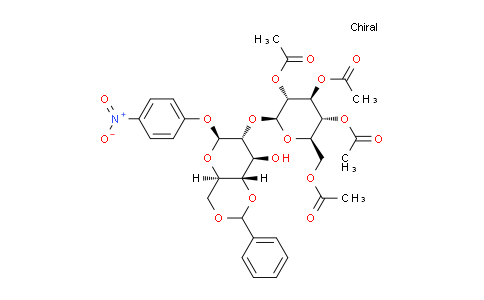 CAS No. 26255-68-5, 4-Nitrophenyl 4,6-O-Benzylidene-2-O-(2,3,4,6-tetra-O-acetyl-beta-D-glucopyranosyl)-beta-D-glucopyranoside