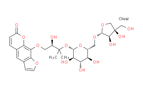 CAS No. 765316-44-7, 9-[(2R)-3-[(2S,3R,4S,5S,6R)-6-[[(2R,3R,4R)-3,4-dihydroxy-4-(hydroxymethyl)oxolan-2-yl]oxymethyl]-3,4,5-trihydroxyoxan-2-yl]oxy-2-hydroxy-3-methylbutoxy]furo[3,2-g]chromen-7-one