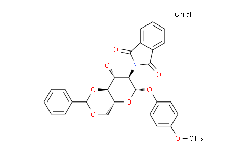 CAS No. 138906-43-1, 2-((4AR,6S,7R,8R,8aS)-8-hydroxy-6-(4-methoxyphenoxy)-2-phenylhexahydropyrano[3,2-d][1,3]dioxin-7-yl)isoindoline-1,3-dione