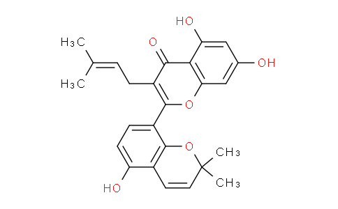 CAS No. 62949-77-3, 5,5',7-trihydroxy-2',2'-dimethyl-3-(3-methylbut-2-en-1-yl)-2'H,4H-[2,8'-bichromen]-4-one