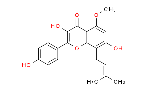 CAS No. 216450-65-6, 3,7-dihydroxy-2-(4-hydroxyphenyl)-5-methoxy-8-(3-methylbut-2-en-1-yl)-4H-chromen-4-one