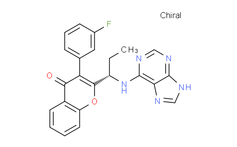 CAS No. 1639417-53-0, (S)-2-(1-((9H-Purin-6-yl)amino)propyl)-3-(3-fluorophenyl)-4H-chromen-4-one