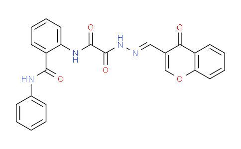 CAS No. 880055-60-7, 2-(2-Oxo-2-(2-((4-oxo-4H-chromen-3-yl)methylene)hydrazinyl)acetamido)-N-phenylbenzamide