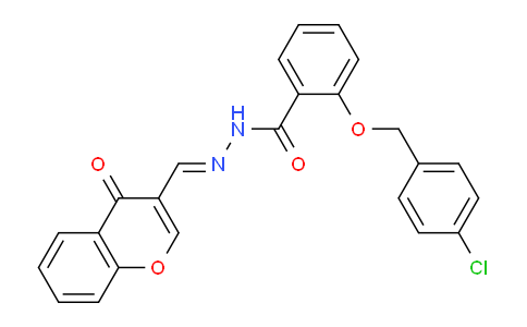 CAS No. 881660-28-2, 2-((4-Chlorobenzyl)oxy)-N'-((4-oxo-4H-chromen-3-yl)methylene)benzohydrazide