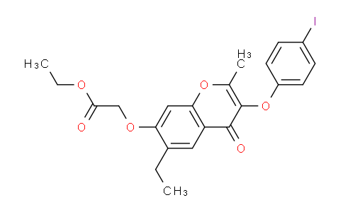 CAS No. 303094-82-8, Ethyl 2-((6-ethyl-3-(4-iodophenoxy)-2-methyl-4-oxo-4H-chromen-7-yl)oxy)acetate