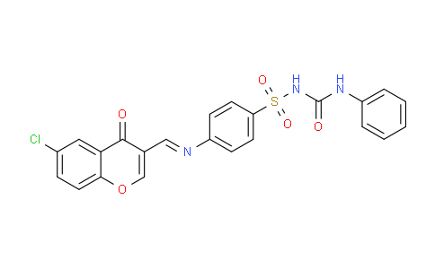 CAS No. 198649-71-7, 4-(((6-Chloro-4-oxo-4H-chromen-3-yl)methylene)amino)-N-(phenylcarbamoyl)benzenesulfonamide