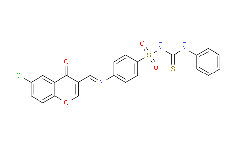 CAS No. 198649-75-1, 4-(((6-Chloro-4-oxo-4H-chromen-3-yl)methylene)amino)-N-(phenylcarbamothioyl)benzenesulfonamide
