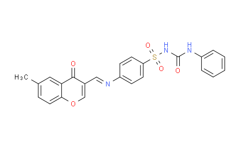 CAS No. 198649-72-8, 4-(((6-Methyl-4-oxo-4H-chromen-3-yl)methylene)amino)-N-(phenylcarbamoyl)benzenesulfonamide