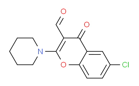 CAS No. 445291-72-5, 6-Chloro-4-oxo-2-(piperidin-1-yl)-4H-chromene-3-carbaldehyde