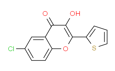CAS No. 39730-56-8, 6-Chloro-3-hydroxy-2-(thiophen-2-yl)-4H-chromen-4-one