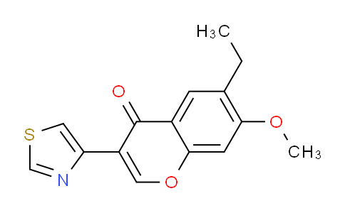 CAS No. 105258-04-6, 6-Ethyl-7-methoxy-3-(thiazol-4-yl)-4H-chromen-4-one